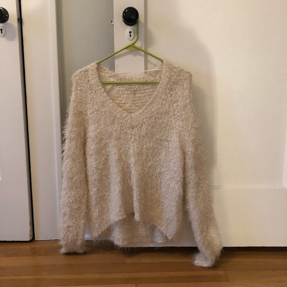 Fuzzy white anthro sweater